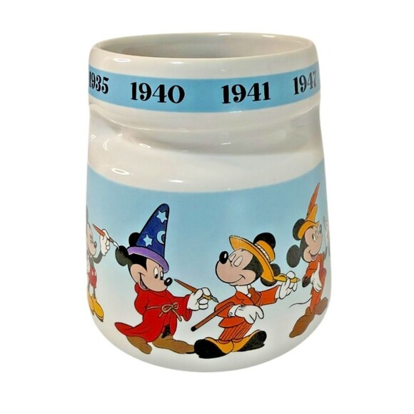 Disney Store Rare Mickey Mouse Through the‎ Years Mug w/ Lid 1928-1947 Today VTG - Picture 3 of 8